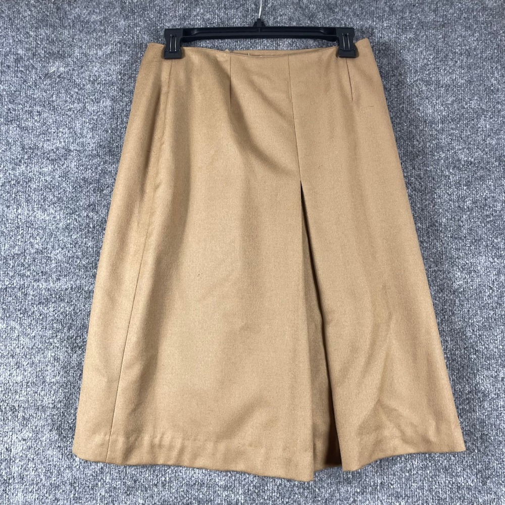 Vintage A Giannetti Skirt Womens 10 Tan Wool Midi A Line Made In Italy Pleated